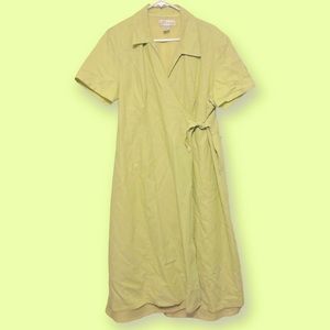 Green Linen Wrap Dress